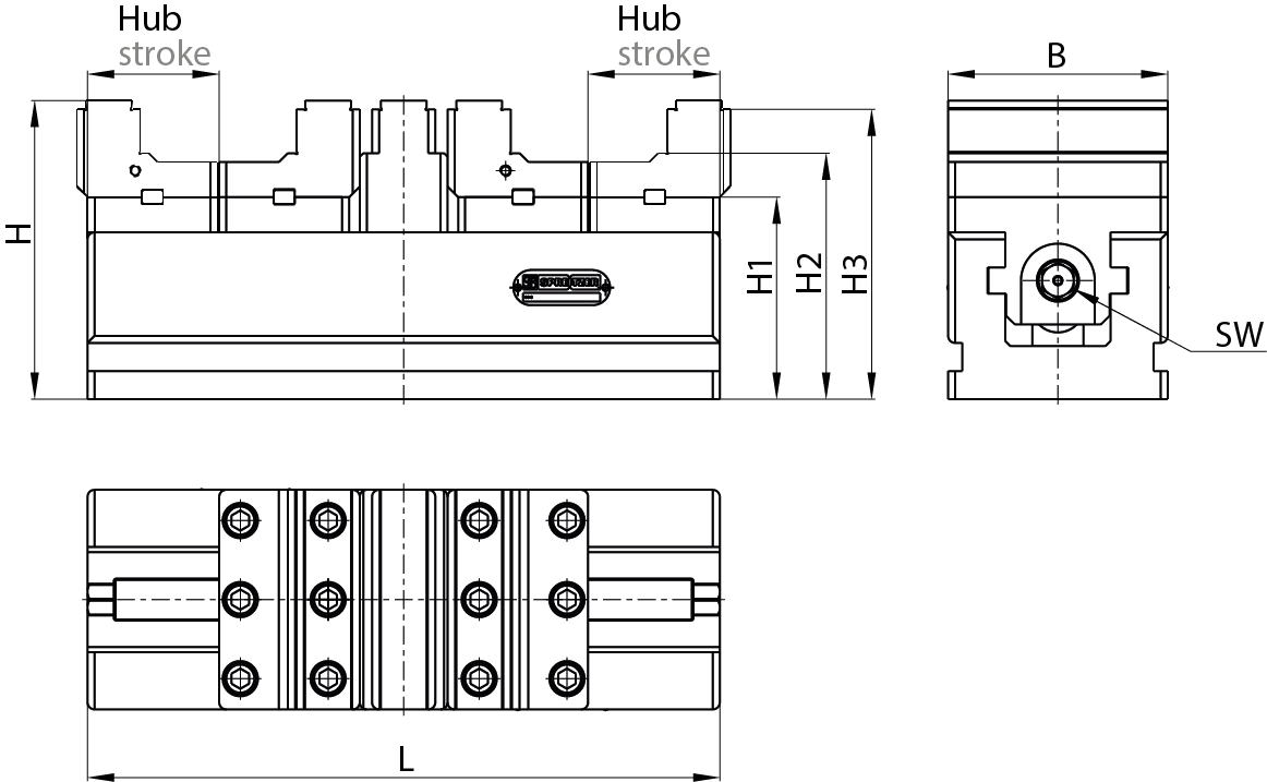 Planzeichnung Mechanischer Doppelspanner MDU 220-80 