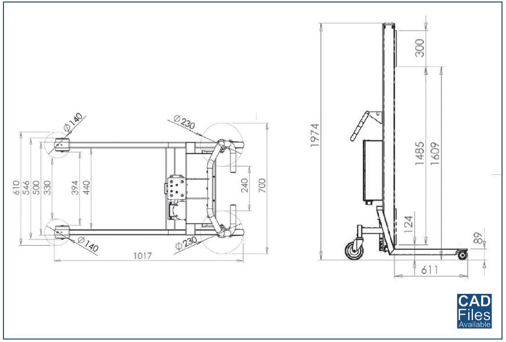 Planzeichnung Fahrbarer Palettenlift