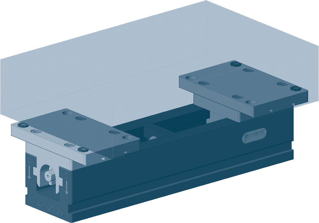 Mechanischer Zentrischspanner MZU 500-125-2 mit kundenspezifischen Spannbacken