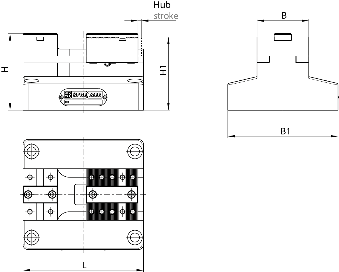 Planzeichnung pneumatischer Kompaktspanner PS