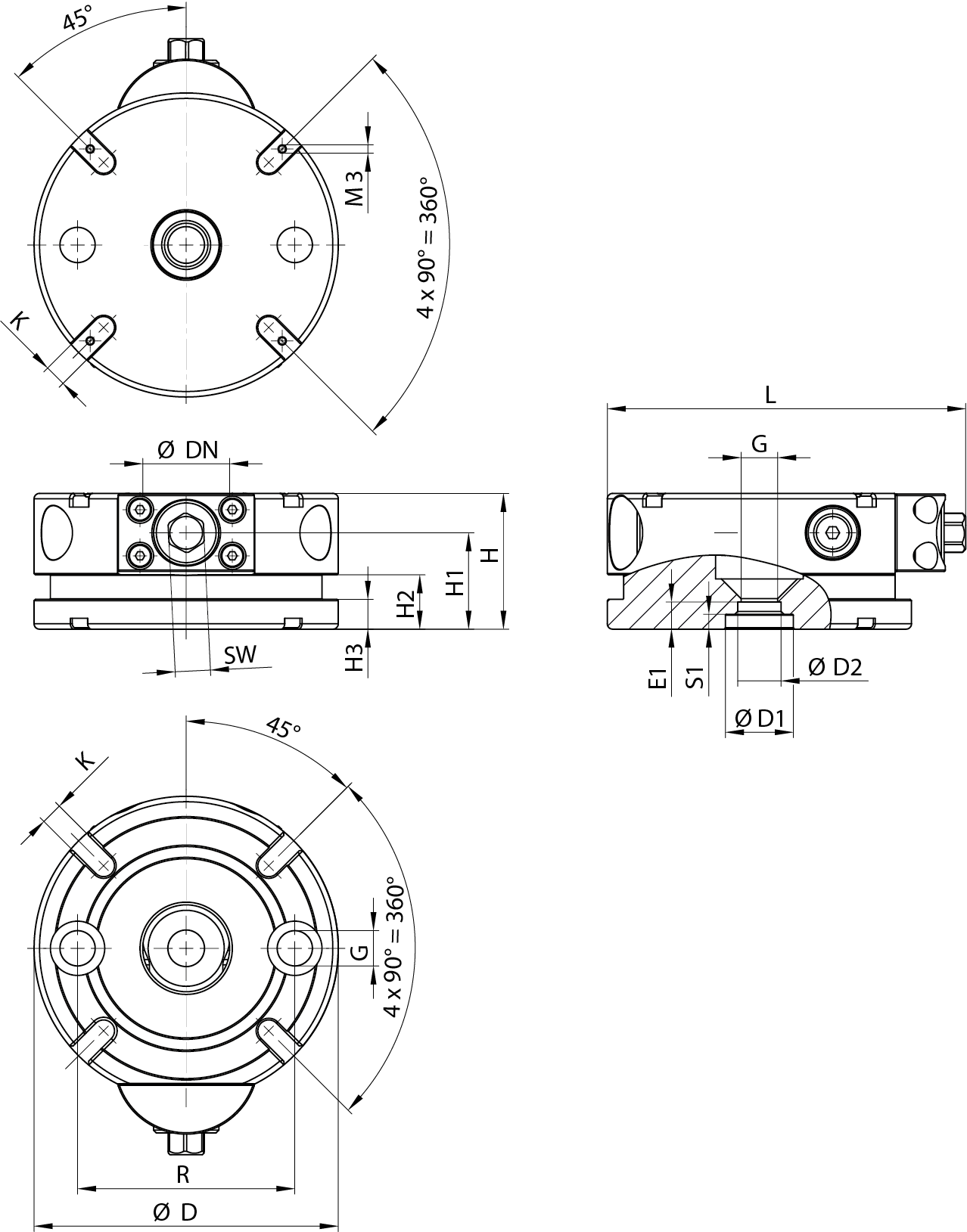 Maße Spanneinheit ZPS mit Indexierung