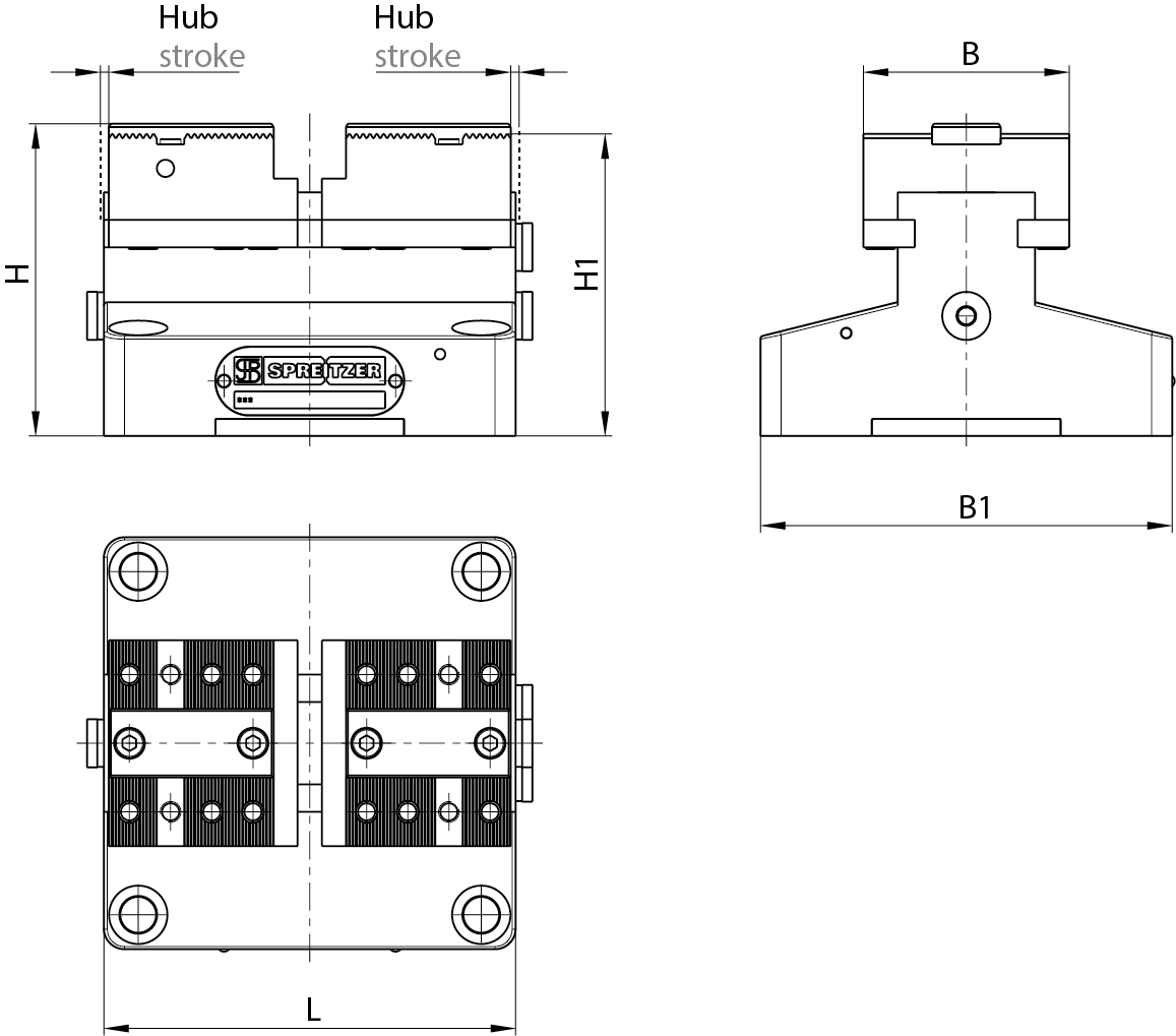 Planzeichnung pneumatischer Zentrischspanner PZS²