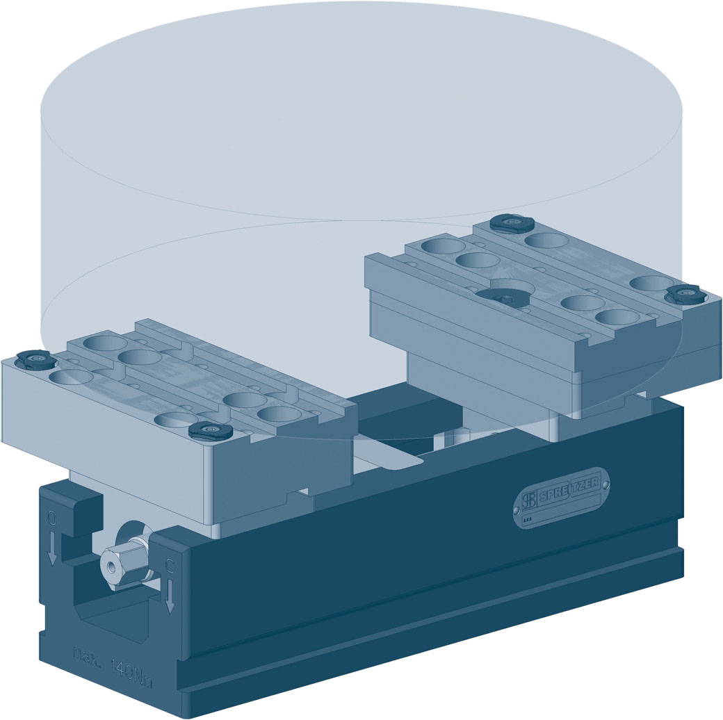 Mechanischer Zentrischspanner MZU 360-125, Pendelbacken mit Gripeinsätzen ZG