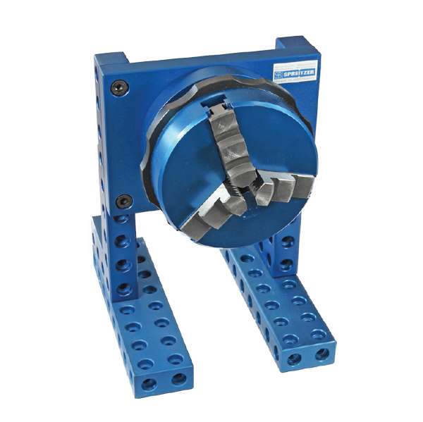 Aufbaubeispiel ALUMESS.maxx Dreh- und Teileinheit mit Spannfutter und Leisten