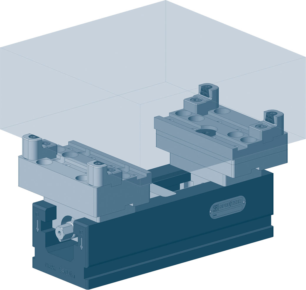 Mechanischer Zentrischspanner MZU 360-125, Pendelbacken mit Gripeinsätzen KG 2