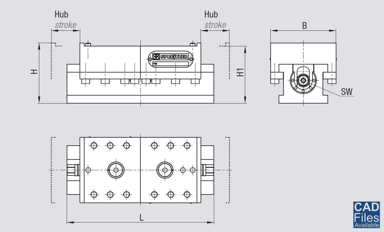 Maße mechanischer Zentrischspanner MZS A