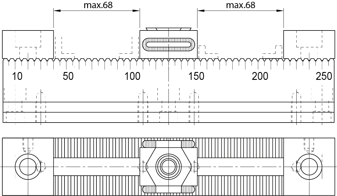 Anwendungsbeispiel: Maximale Spannweite mit zwei Werkstücken