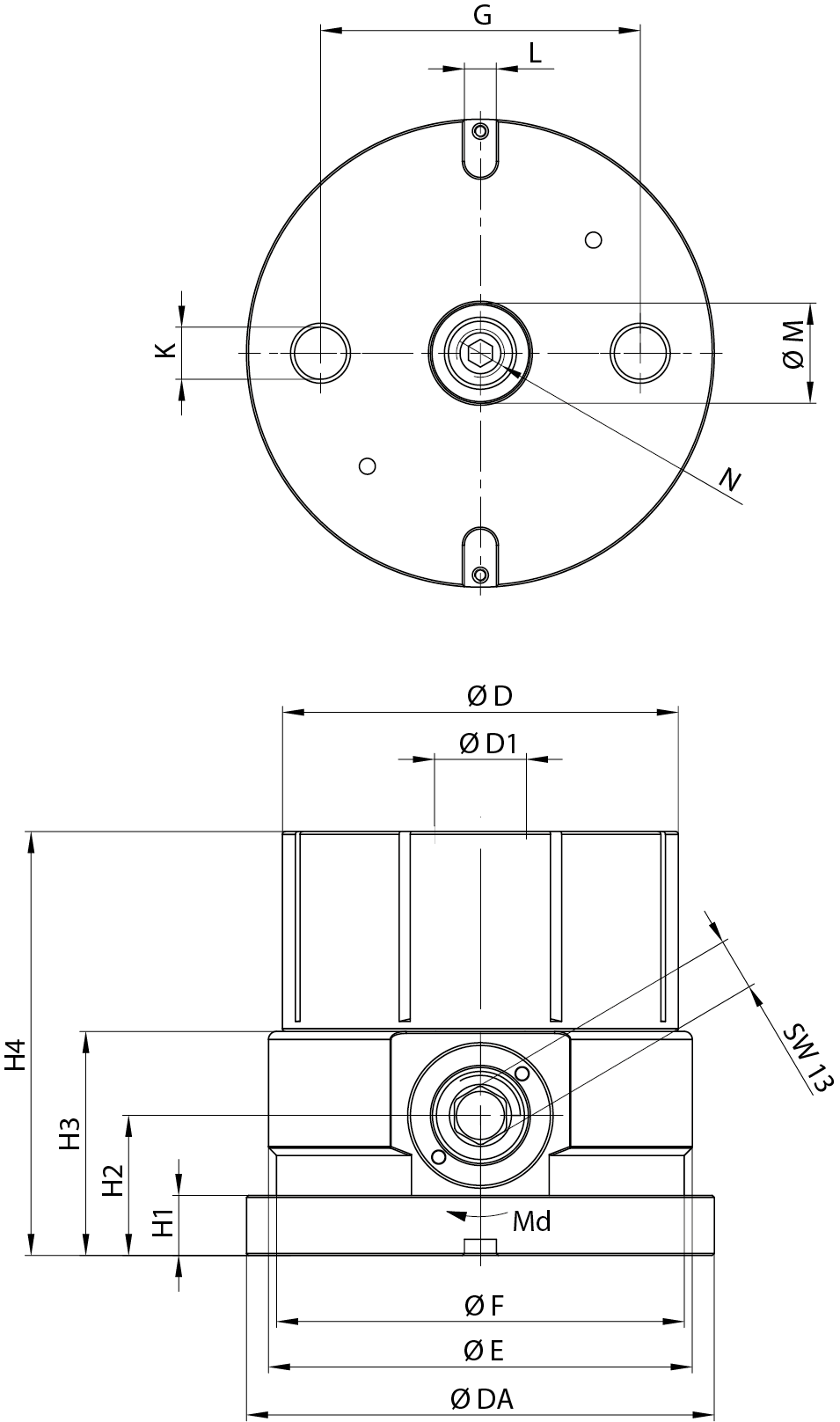 Planzeichnung mechanisches Handspannfutter MK Nr. B900501185