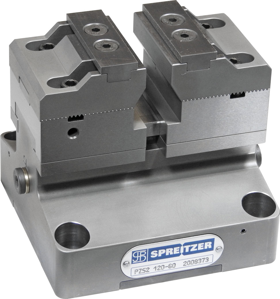 Pneumatischer Zentrischspanner PZS2 120-60, Stufen-Wendebacken mit Spannleisten